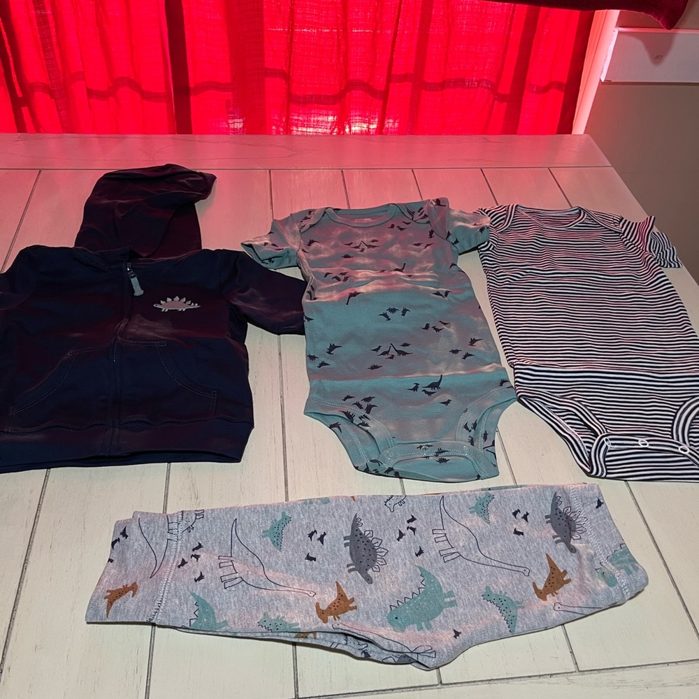 Toddler Dino Bodysuits, Hoodie & Pants Set - Navy, Teal, Gray NEW 12 months
